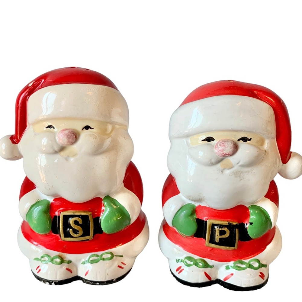Vintage Enesco Santa Salt & Pepper Shakers Christmas Set
